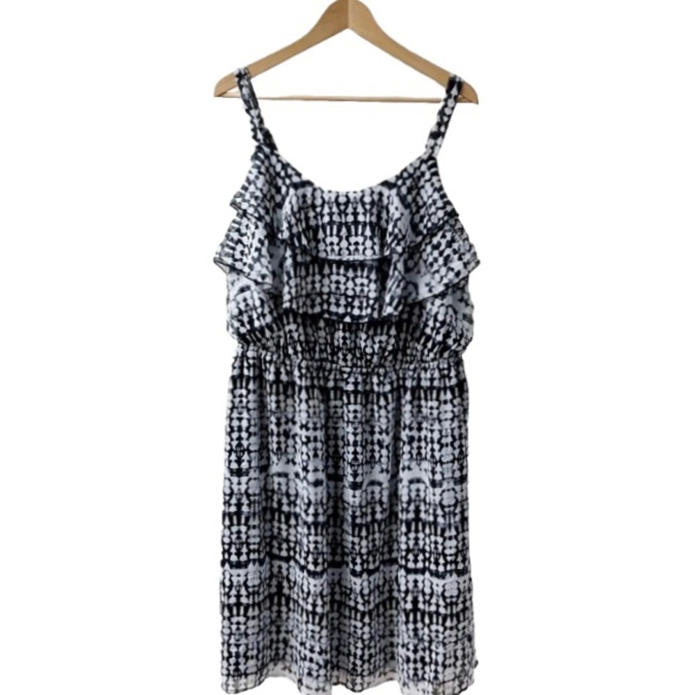 FADED GLORY Vintage Sun Dress 3X (22W-24W) Chiffon Ruffle Adjustable Strap NEW